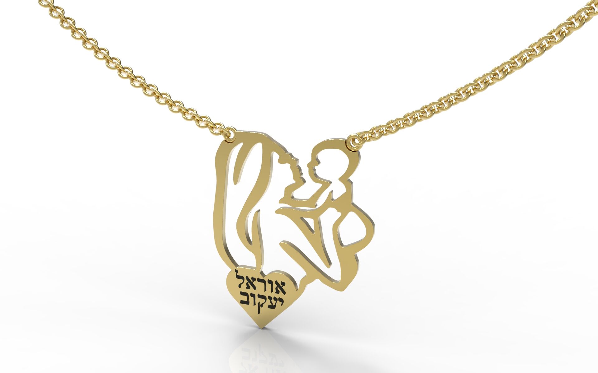 שרשרת עם שם-תליון זהב שמות אם ובן