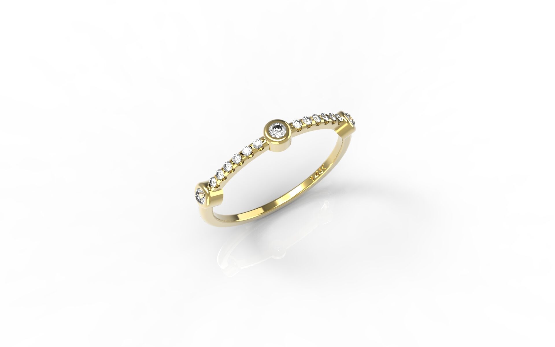 טבעות זהב-טבעת זהב 3 יהלומים